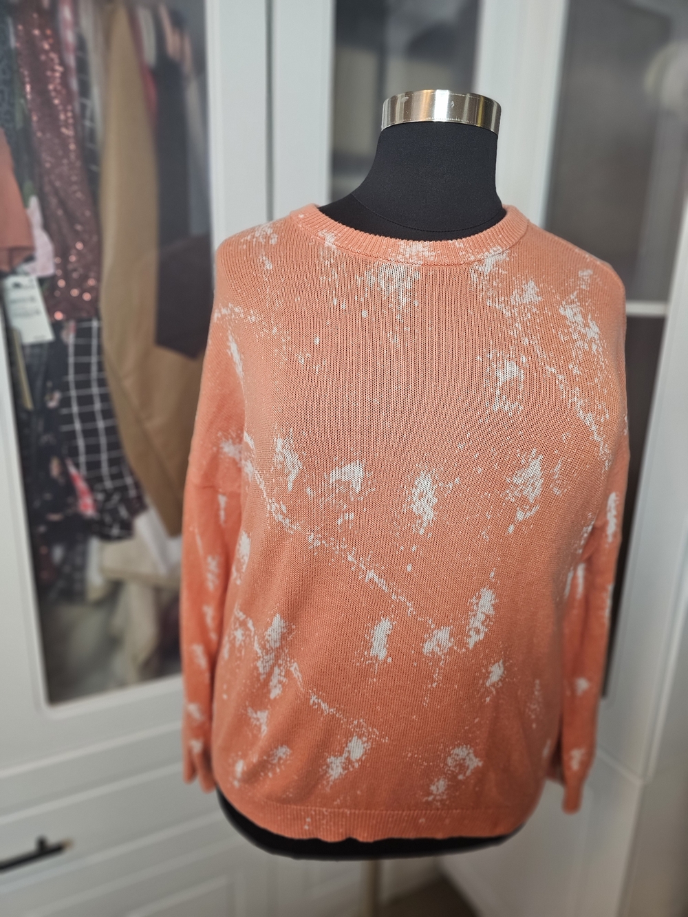 BP. Women's Coral Tie-Dye Crewneck Sweater - Casual Lightweight Knit